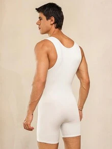 Hombre, enterizo moldeador con estampado de escamas de pez - Blanco - Ver 7