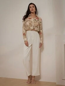 Chiquease Random Printed Turn-Down Collar, Slim-Fit Long Sleeve Shirt - Multicolor - View 2