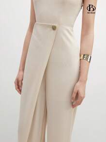 BizChic Women's Solid Color Simple Daily Strapless Jumpsuit