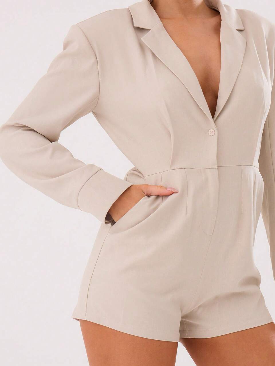 Business Long Sleeve V Neck Blazer Jumpsuit Elegant Graduation Prom Wedding Guest Summer Spring Wedding Party