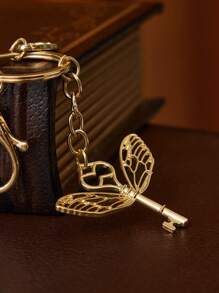 HARRY POTTER X SHEIN Golden Zinc Alloy Winged Key Keychain Bag Pendant,Gifts,Valentine's Day, Back To School - Gold - View 4