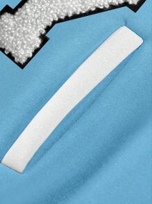 Manfinity Hypemode Men's Extra-Large Letter Printed Varsity Jacket With Striped Trim And Drop Shoulder, No Hood - Multicolor - View 4