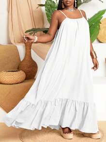 Slaydiva Tank-Top-Swing-Kleid Einfarbig in großen Größen