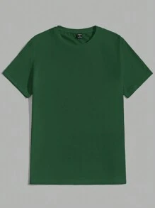 SHEIN Áo dài tay ngắn tay trơn cho nam 3 chiếc cho mùa hè - màu xanh lá - Xem 5