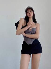 INAWLY تنورة نسائية عارضة بحجم كبير ولون سادة لفصل الصيف