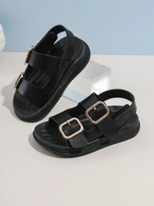 Infant Sandals For Boys, Comfortable And Fashionable Hook And Loop Design - Black - View 6