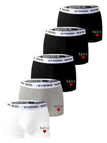 Men's Letter Printed Woven Band Boxer Briefs (5pcs/Set) - Multicolor - View 1