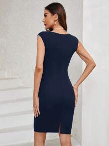 SHEIN Clasi Women's Slim Fit Ruffle Trimmed Dress