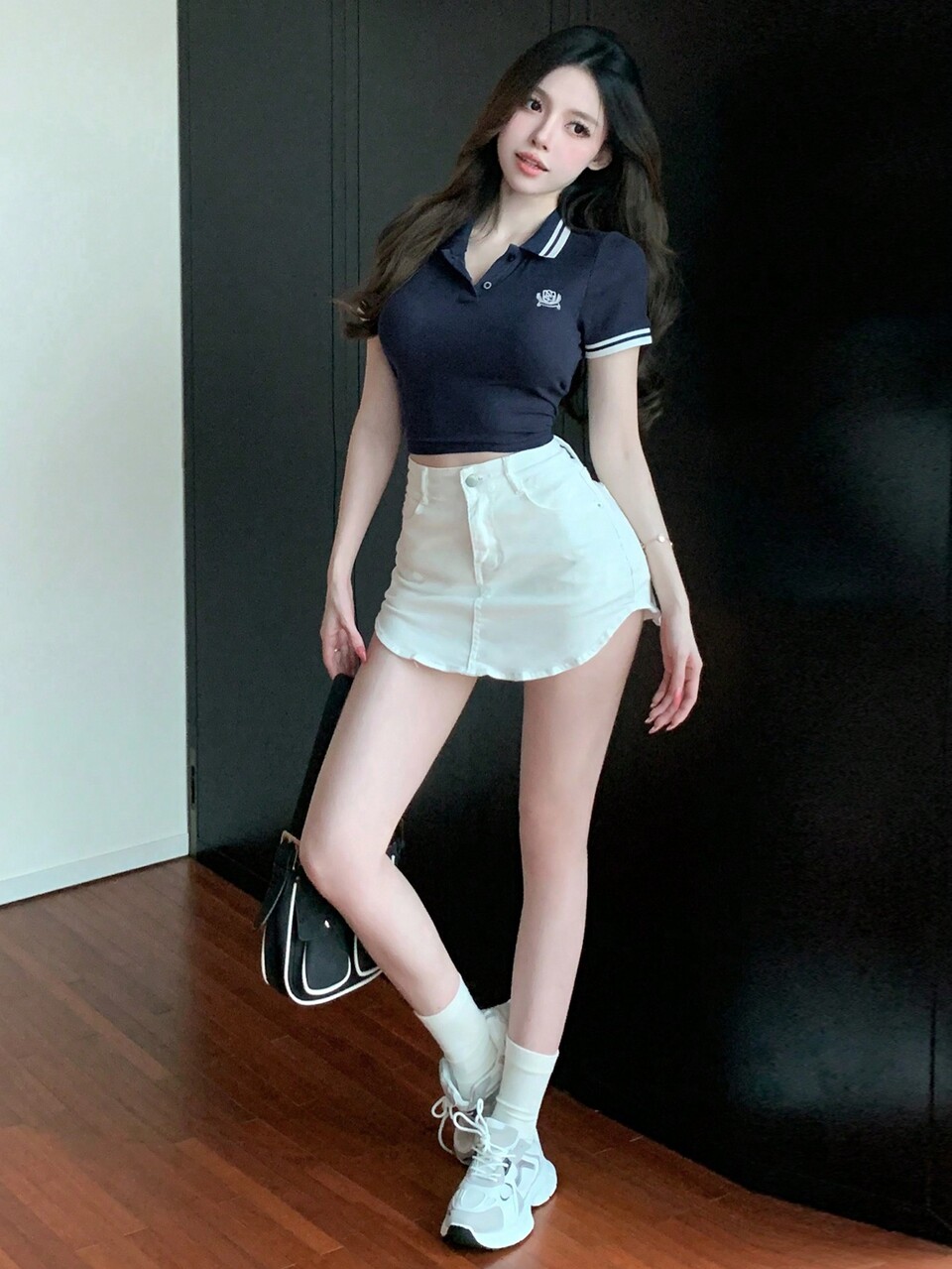 Women's Contrast Striped Patchwork Polo Shirt, Short Sleeve Sporty T-Shirt Summer,Crop Tops Women Preppy Tops