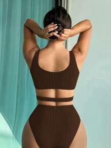 SHEIN Swim Cut Out Ring Linked One Piece Swimsuit Summer