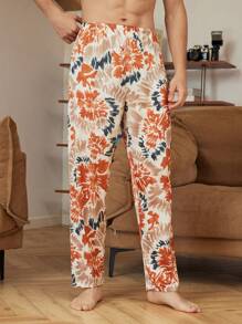 Men's Random Printed Casual Pants, Home Wear - Multicolor - View 4