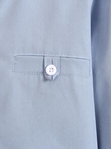 Tween Boy Solid Half Button Shirt & Shorts - Blue - View 5