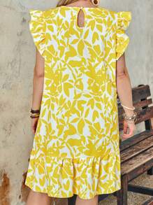 大尺碼圓領色塊印花夏季裙 - 彩色 - 查看 2