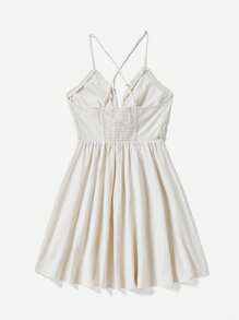 Soleia 女士綁帶肩帶褶皺腰部背心裙 - 米色 - 查看 2