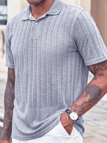 Manfinity Homme 男士純色休閒短袖Polo衫