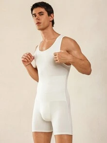 Hombre, enterizo moldeador con estampado de escamas de pez - Blanco - Ver 3