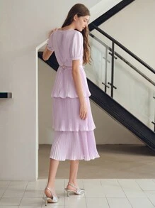 MOTF PREMIUM 褶皺層疊飄逸洋裝 - 淡紫色 - 查看 7