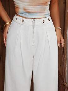 SHEIN Essnce Jean à taille haute et large jambe