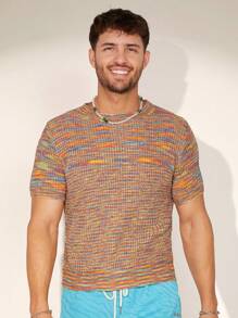 Manfinity Homme Men Round Neck Space Dye Knit Top - Multicolor - View 5