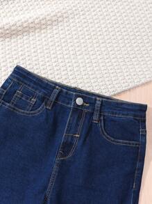 SHEIN Tween Boy Cute And Lively Denim Jeans - Dark Wash - View 3