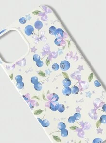 ROMWE Kawaii 1 pieza Funda de teléfono de manzana blanco brillante con lazo arándano compatible con iPhone 11 12 13 14 15 Pro Max - Blanco - Ver 3
