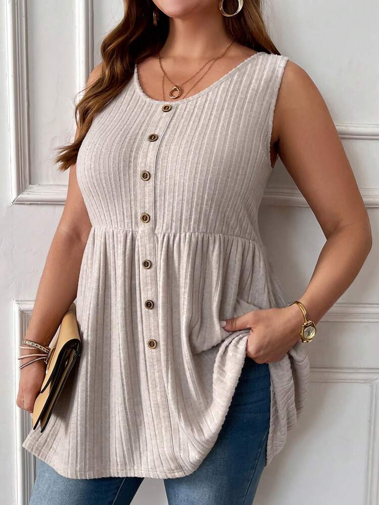 Plus Size Solid Color Summer Ladies' Tank Top With Wide Strap,Spring/Vacation