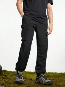 In My Nature Men's Letter Printed Outdoor Utility Pants - Black - View 5