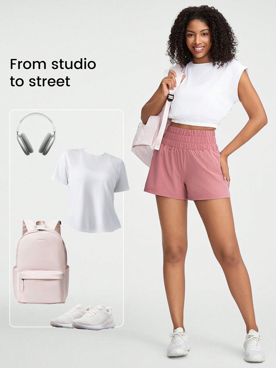 3" VitalSwift Ultra-Light Smocked High-Waist Loose Shorts With Side Pockets Low Impact Daily Casual Quick Dry Moisture Wicking