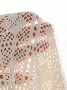 DAZY Lace Round Neck Women's Solid Color Simple Daily Top Sheer - Apricot - View 3