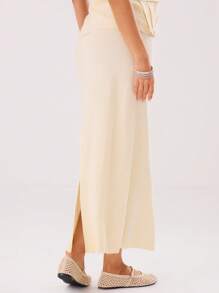 MUSERA 夏季薄纱亚麻宽松长裙，优雅性感 - 米色 - 查看 2