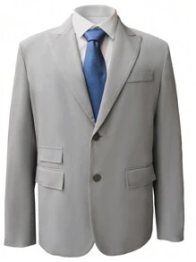Manfinity Mode Men's Business Suit With Notch Lapel - Grey - View 1