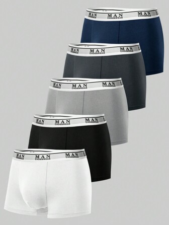 Manfinity EasyFave Herren Boxershorts mit Buchstaben-Bund (5er Pack)