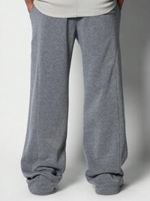 SUMWON Wide Leg Athletic Sweatpants Relaxed Fit Cozy Fleece Sports Training Loungewear Athleisure Workout Athletic Gym Pants All Season Performance Bottoms - Grey - View 4