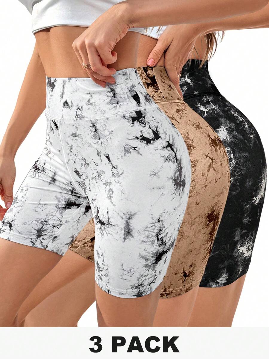 SHEIN Essnce 女性高腰無縫瑜伽短褲，提臀運動健身摩托車短褲 - 棕色 - 查看 1