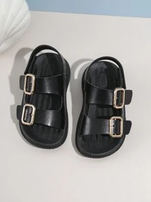 Infant Sandals For Boys, Comfortable And Fashionable Hook And Loop Design - Black - View 5