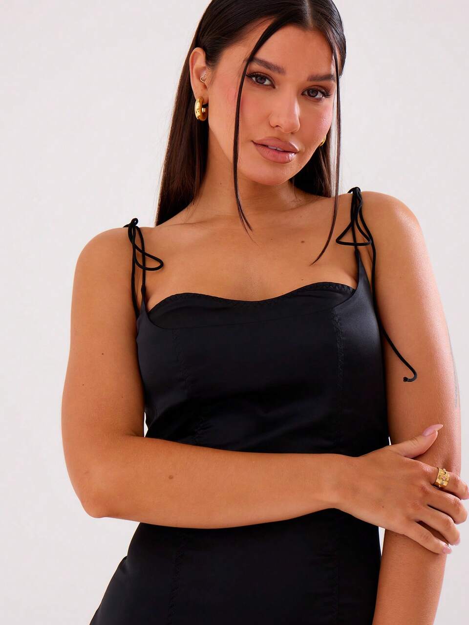 Satin Fitted Corset Tie Mini Dress Spring Sexy Cute Summer