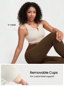 GLOWMODE Seamless Notch Sports Bra - Beige - View 3