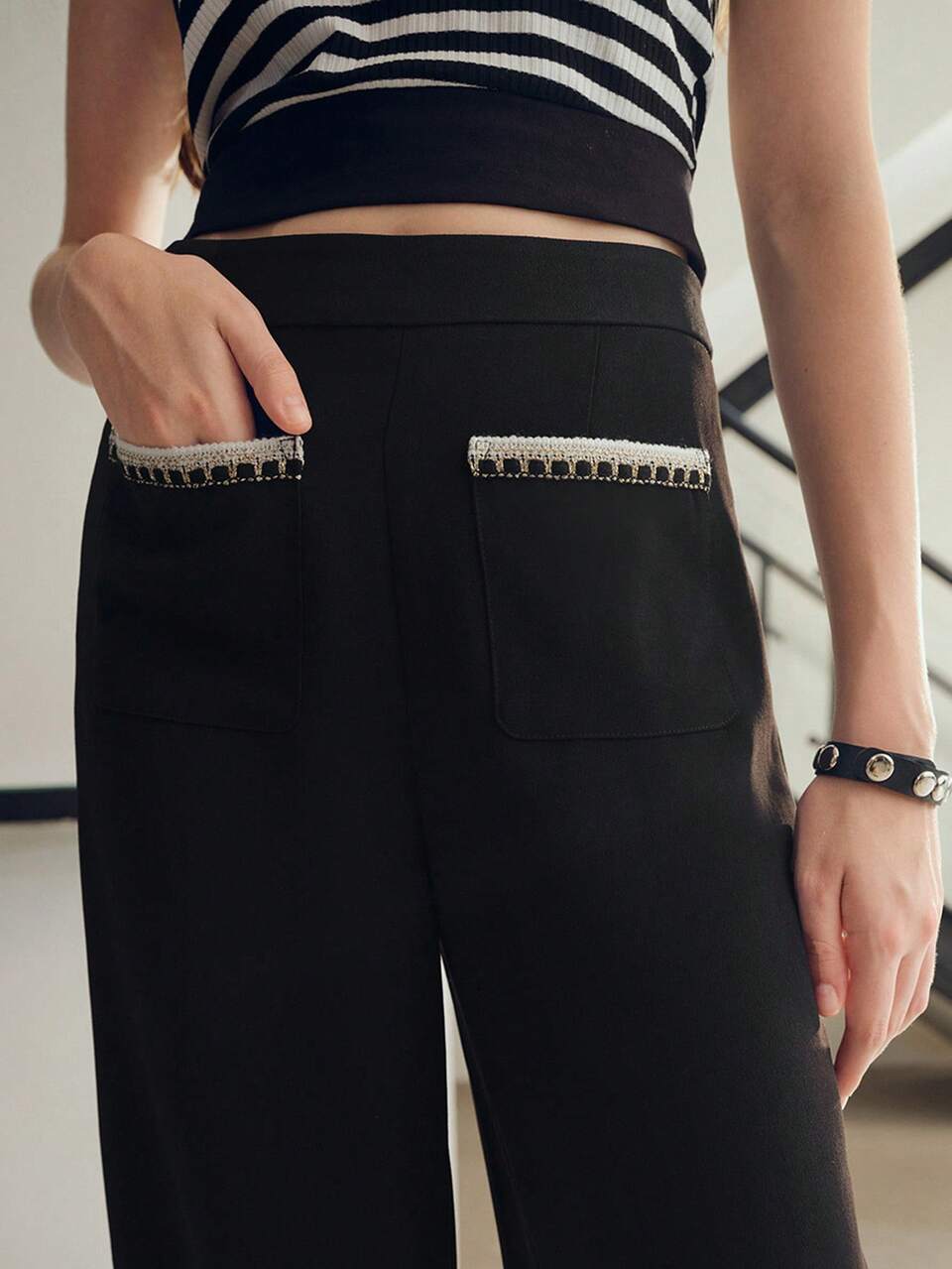 MOTF STUDIO DUAL POCKET WIDE LEG PANTS