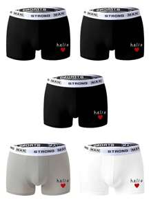 Men's Letter Printed Woven Band Boxer Briefs (5pcs/Set) - Multicolor - View 7