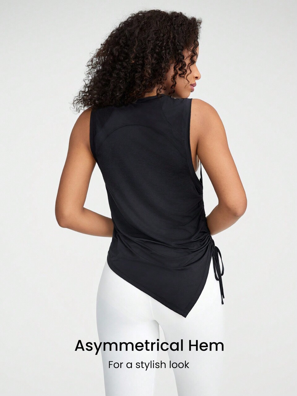 Just E Drawstring Asymmetric Design Tank Top