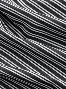 SHEIN MOD Women's Blue & White Striped Elastic Waistband Shorts With Alphabet Applique Decoration