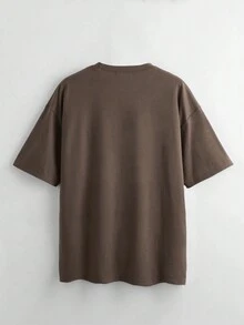 ROMWE Goth Áo thun họa tiết chữ mèo - màu nâu - Xem 2