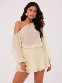 MUSERA 露肩飘逸迷你连衣裙，性感优雅，适合春夏外出穿着