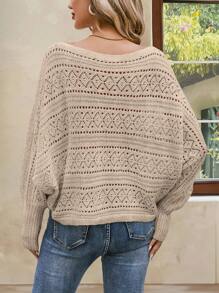 EMERY ROSE Ladies' Solid Color Simple Daily Pullover Sweater,Long Sleeve Tops, Knit Pullover Fall Winter - Camel - View 3