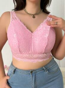 Große Größen Sexy spitzenbesetzter BH ohne Bügel für Damen, 1 Stück, Lingerie