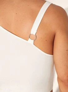 FeverCity Bộ đồ liền thân dệt kim ôm vừa vặn cho nam có một dây đeo vai và thiết kế không tay, phù hợp cho mùa hè - trắng - Xem 5