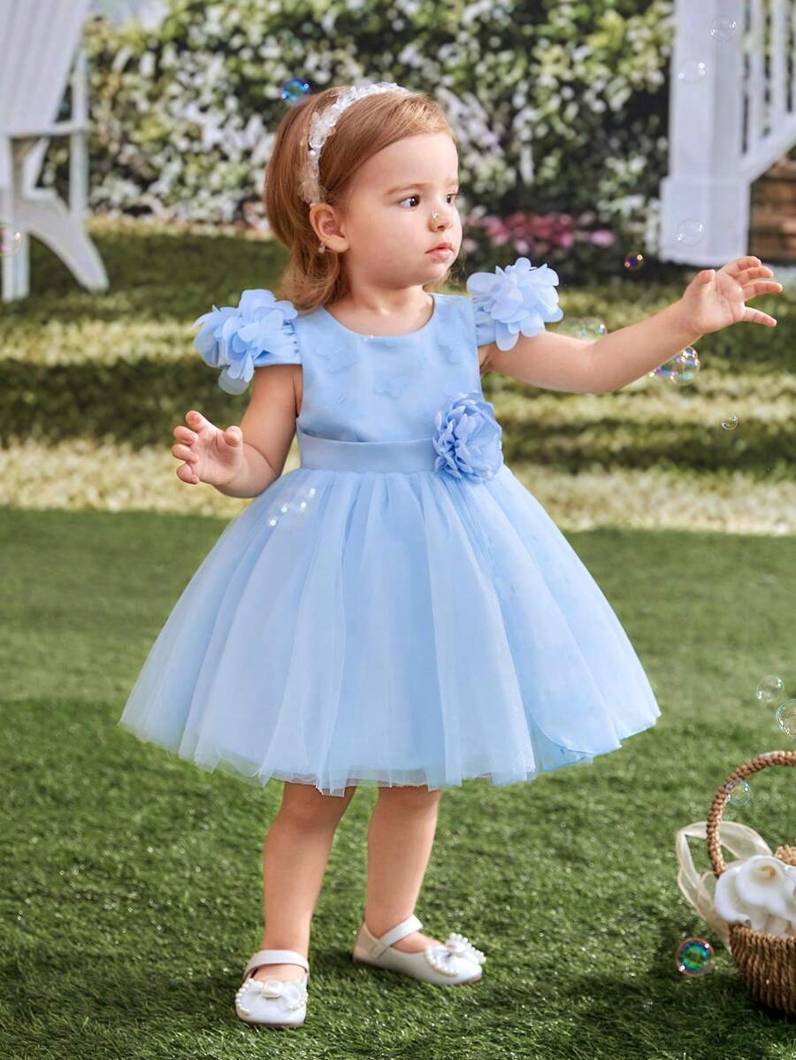 Robe De Princesse En Tulle Pour Fille - Robe De Fête Anniversaire Baptism Sans Manches