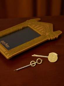 HARRY POTTER X SHEIN 4 Pcs Golden Geometric Pattern Fashion Hair Clips,Back To School - Gold - View 4