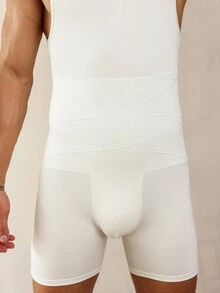 Hombre, enterizo moldeador con estampado de escamas de pez - Blanco - Ver 8