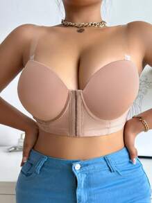 單片式前扣多碼胸罩，具鋼圈支撐 - 杏色 - 查看 4